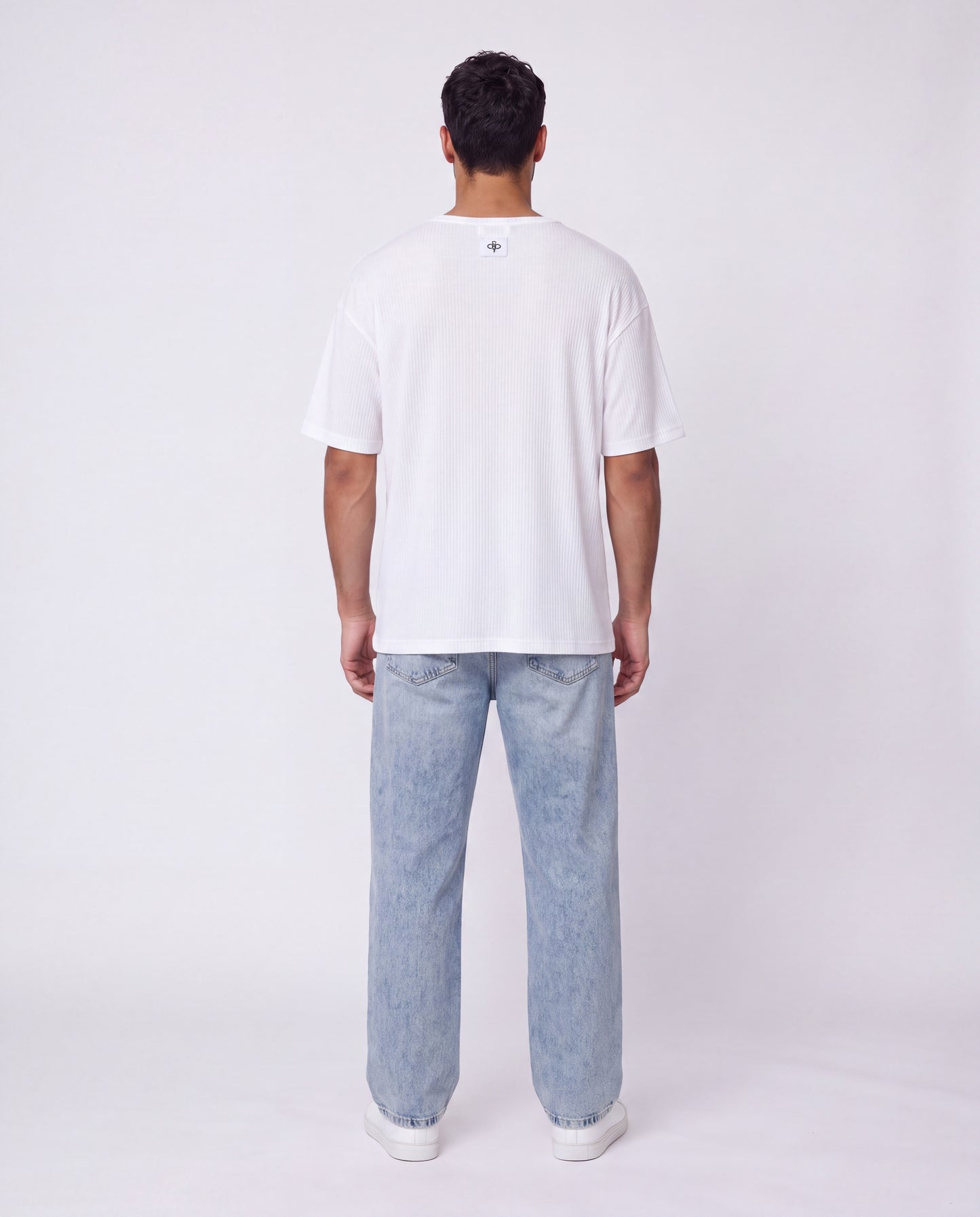 T-shirt- Linen Stripes White