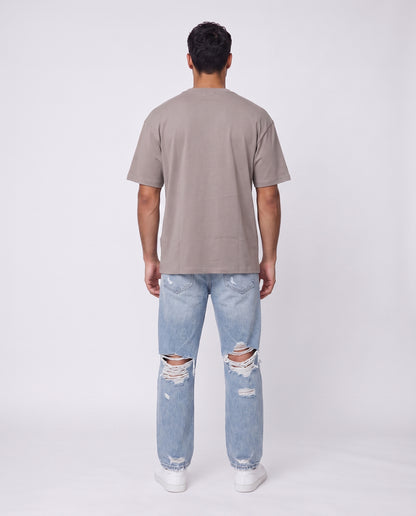 T-shirt- Oversize Patch Logo Mocha
