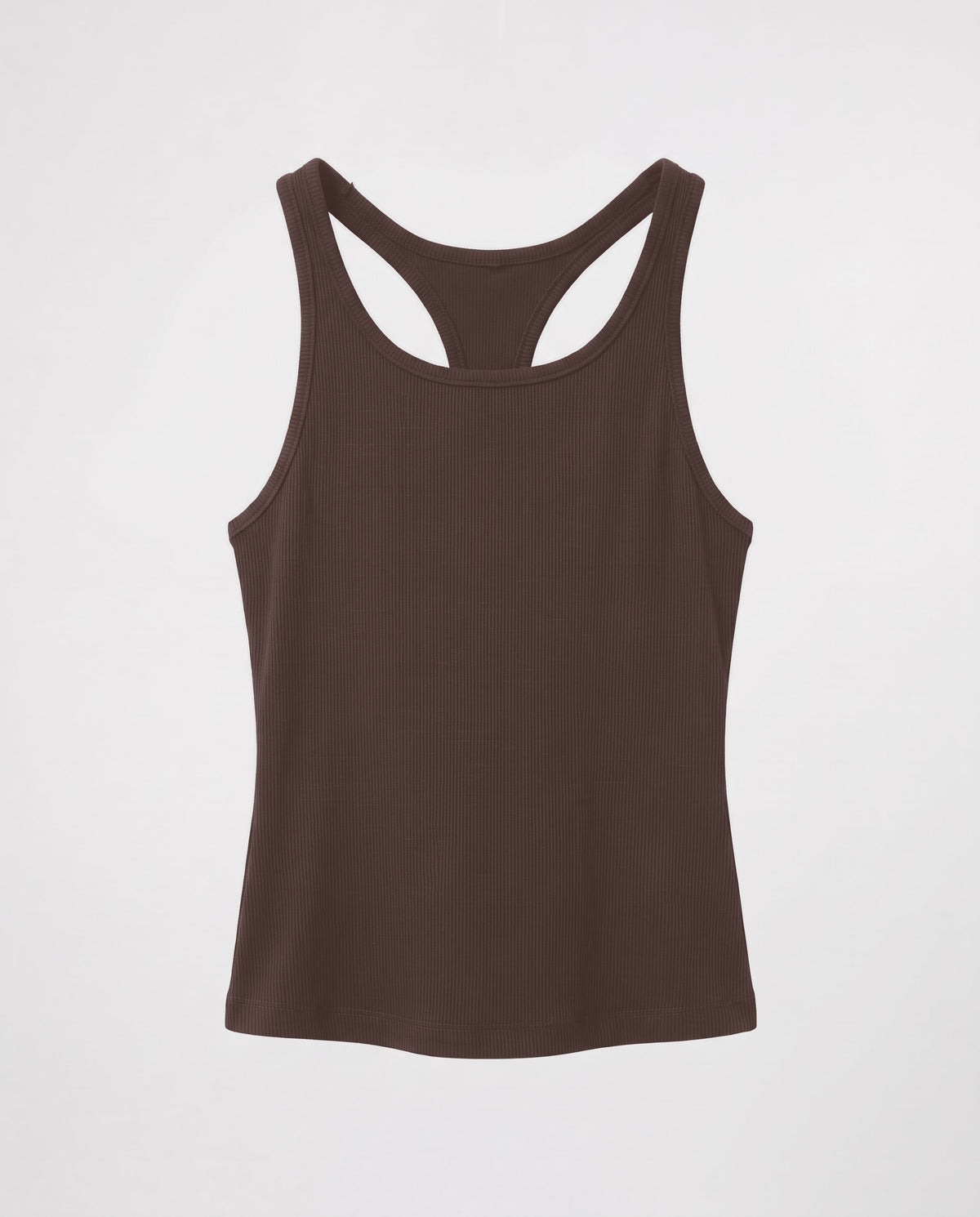 Rib Open Back Tank Top- Brown