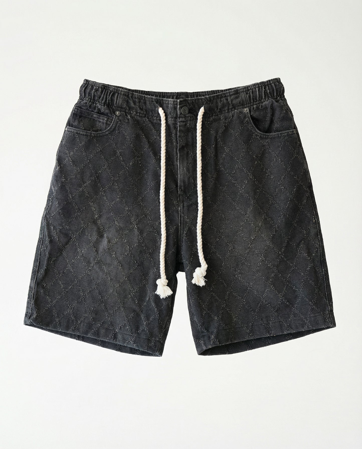Short - Black Thick Rope Jeans Plus Diamonds
