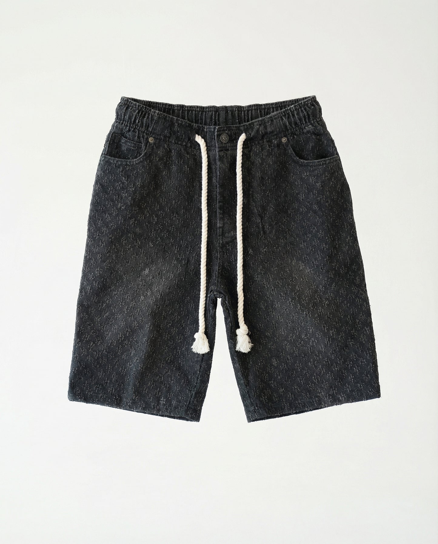 Short - Black Thick Rope Jeans Plusim