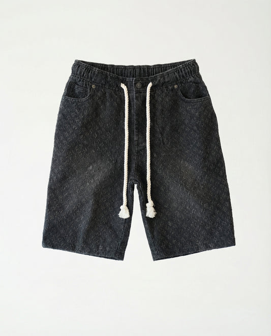 Short - Black Thick Rope Jeans Plusim
