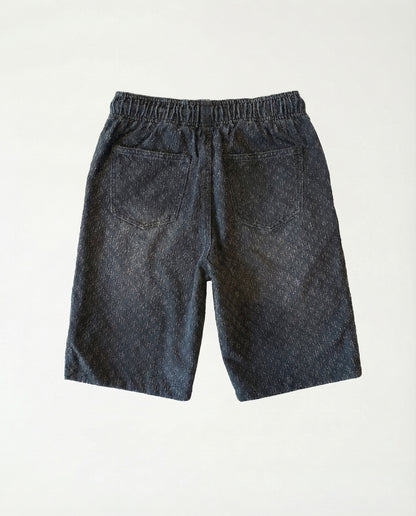 Short - Black Thick Rope Jeans Plusim