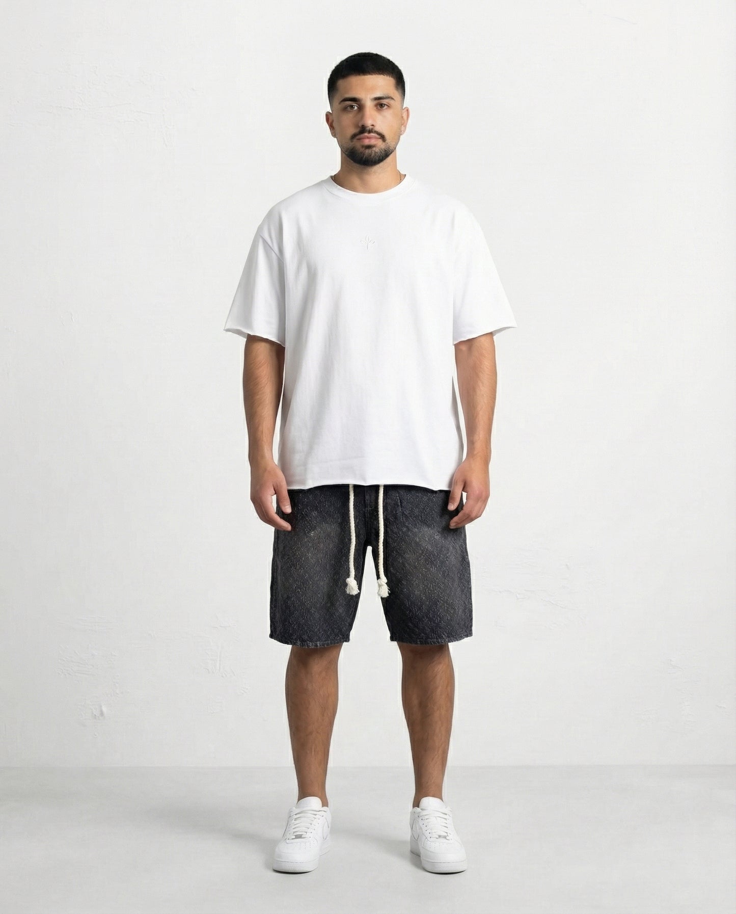 Short - Black Thick Rope Jeans Plusim