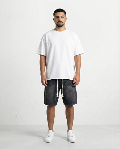 Short - Black Thick Rope Jeans Plusim