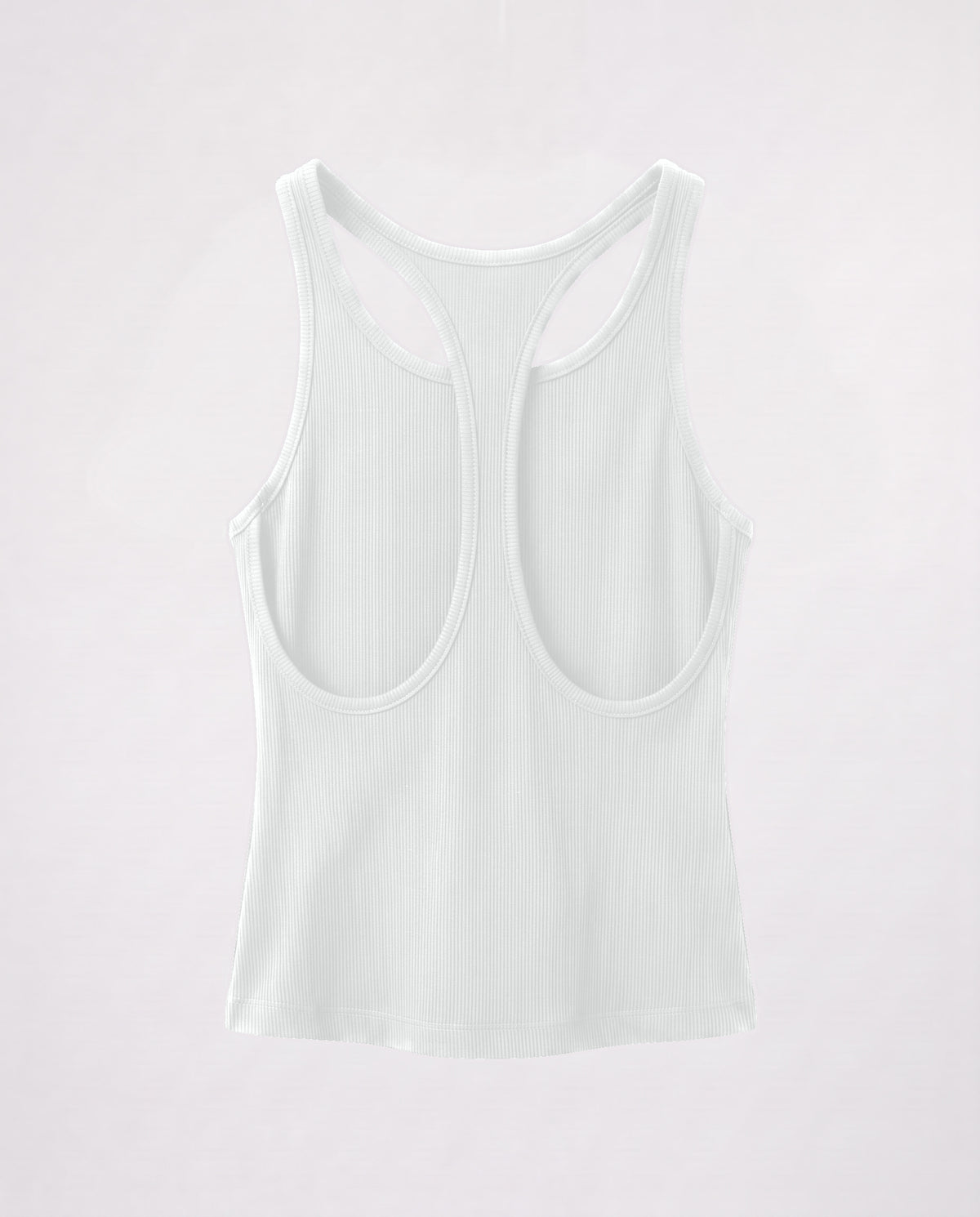 Rib Open Back Tank Top- White