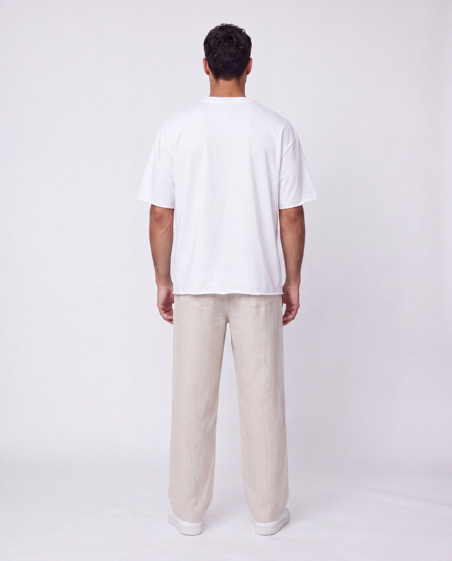 Pants- Linen balloon baggy White