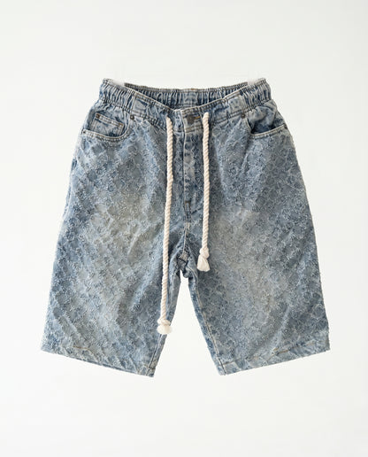 Short - Jeans Plusim Blue flowers