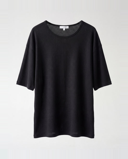 T-shirt- Linen Stripes Black
