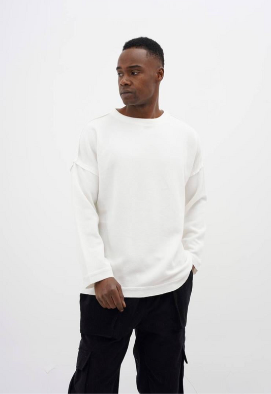 Sweatshirt - loose fit white