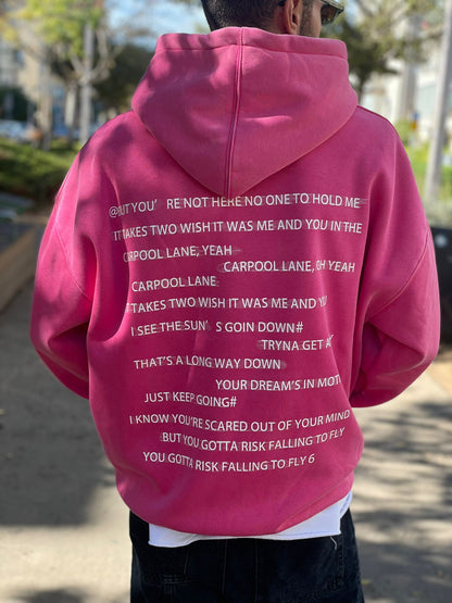 Hoodie -  Pink Statement Wash Overszie