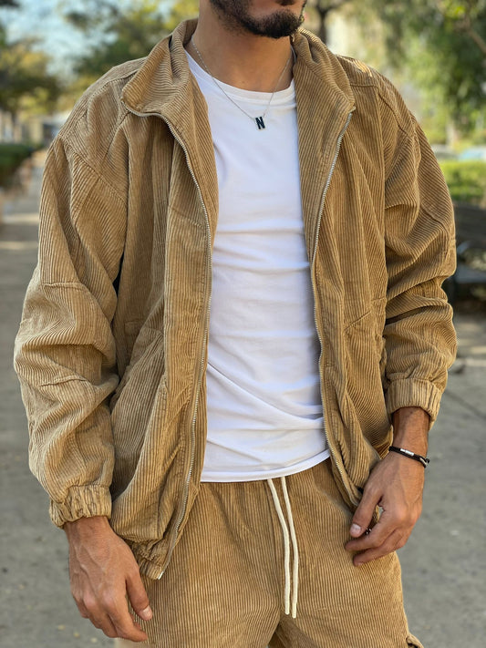 Jacket - Corduroy Zip Camel