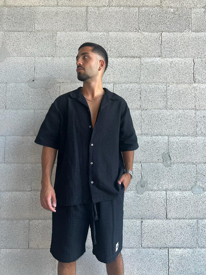 Shirt- Waffle Black Shirt