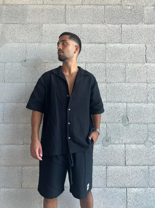 Shirt- Waffle Black Shirt
