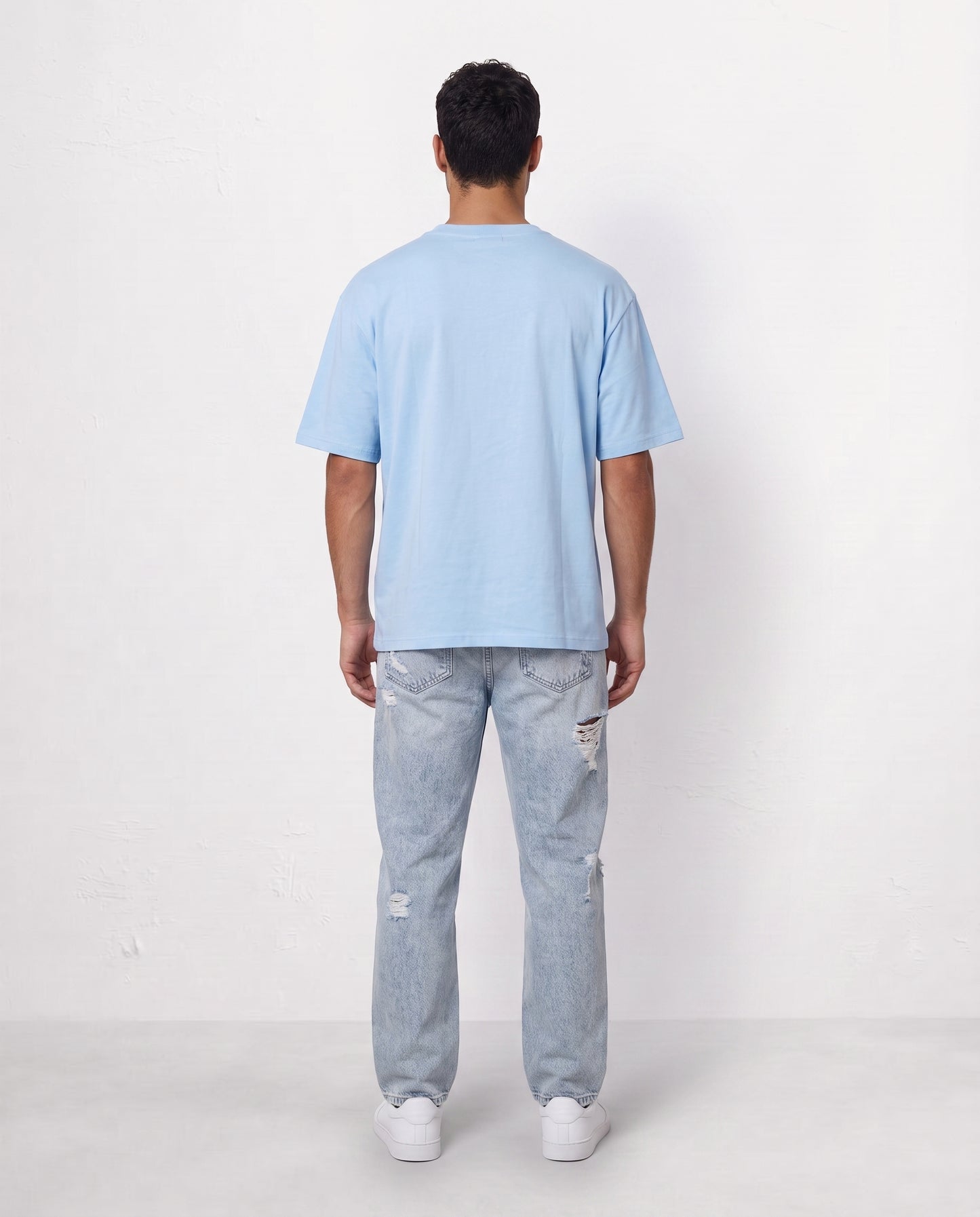 T-shirt- Oversize Patch Logo Light Blue