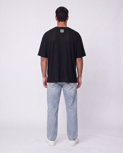 T-shirt- Linen Stripes Black