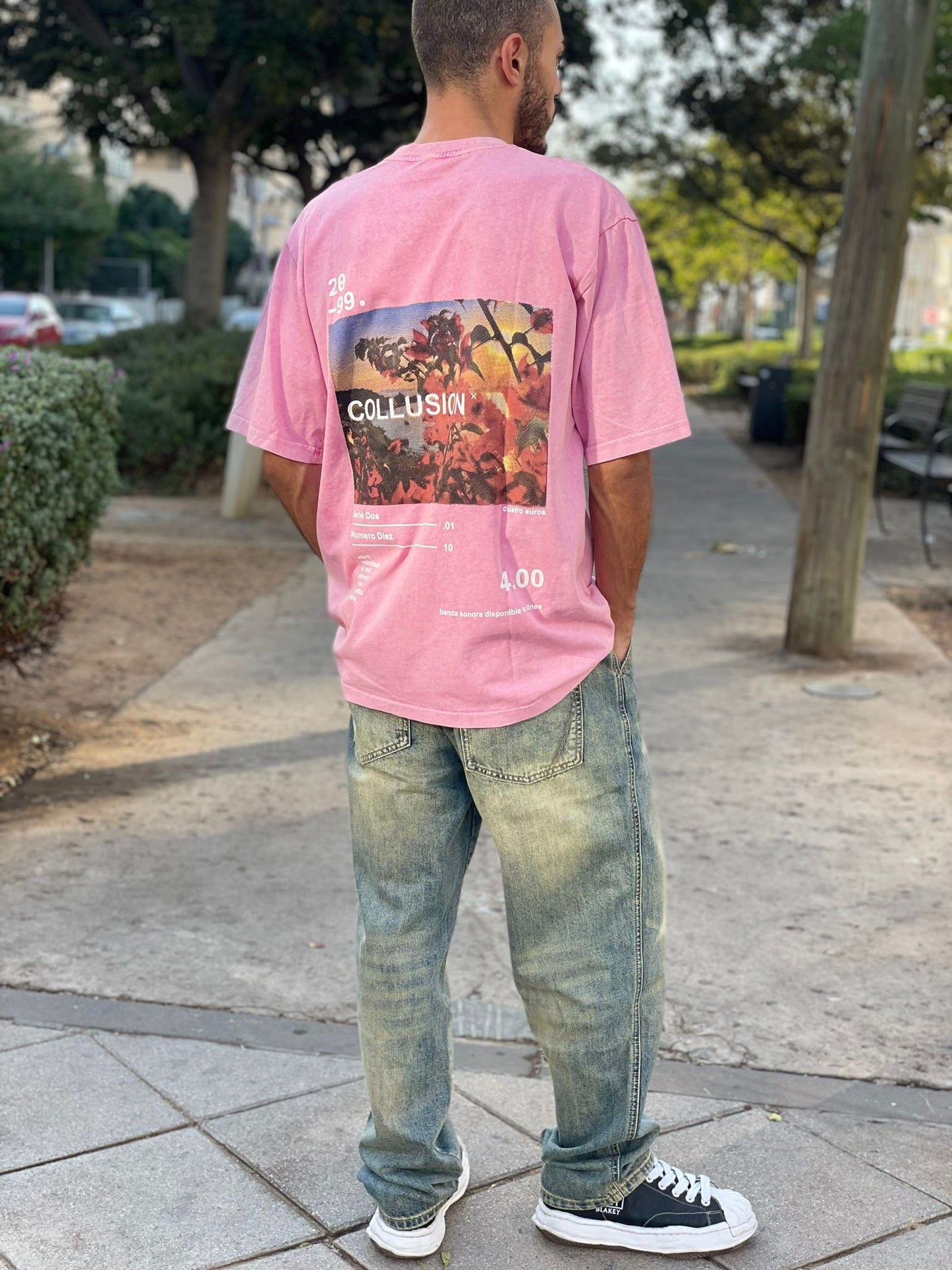 T-shirt -  Blanco pink Wash oversize