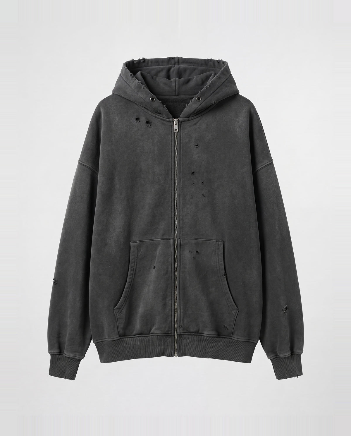 SWEATSHIRT OVERSIZE- washed zip-up