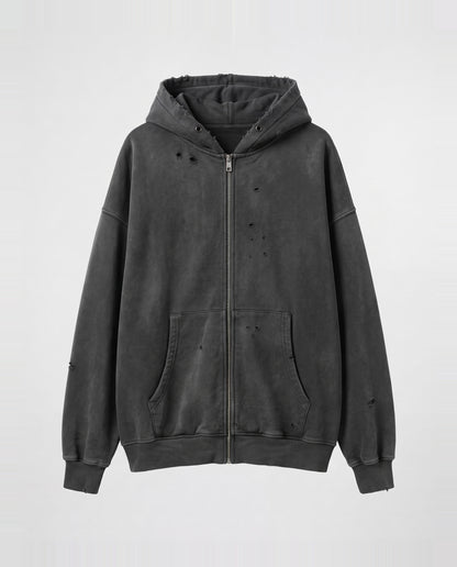 SWEATSHIRT OVERSIZE- washed zip-up