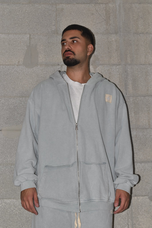 SWEATSHIRT ZIP OVERSIZE  S CAMPY ICE GRAY