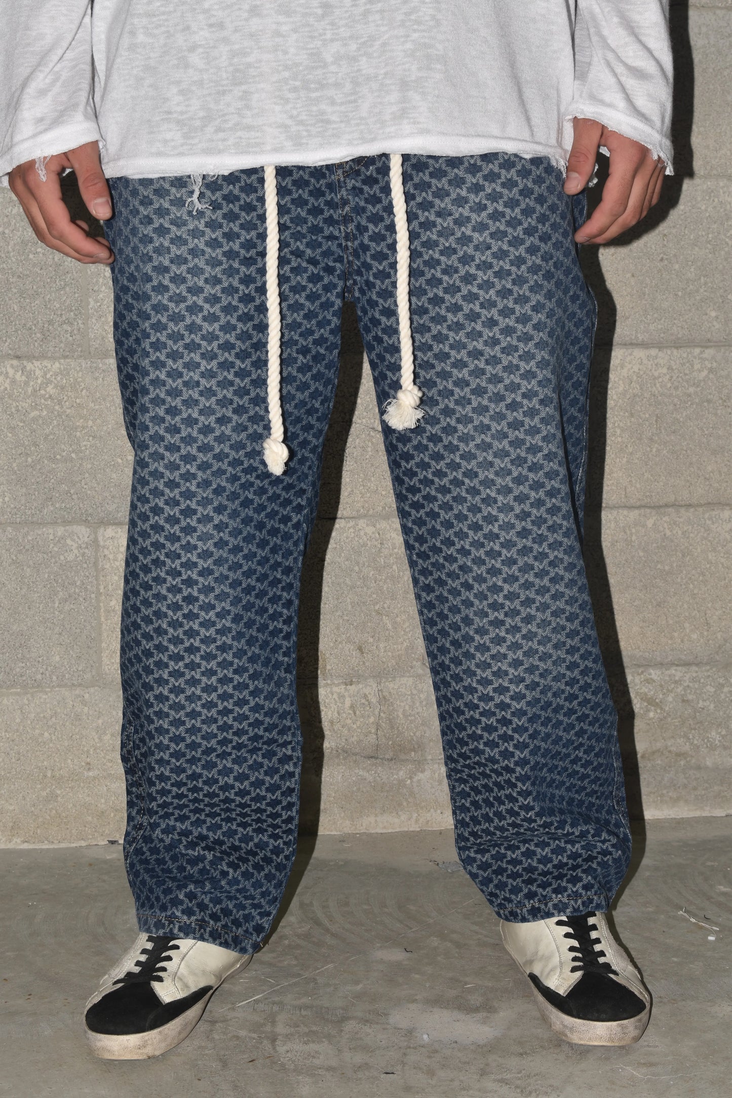 Jeans Flower Texture Rubber Dark Blue