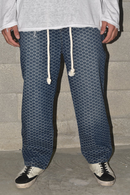 Jeans Flower Texture Rubber Dark Blue