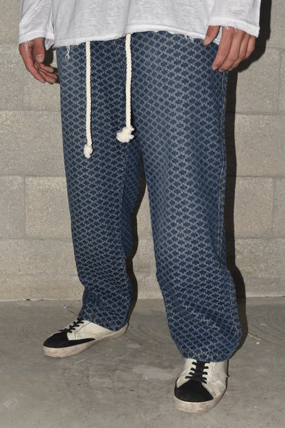 Jeans Flower Texture Rubber Dark Blue