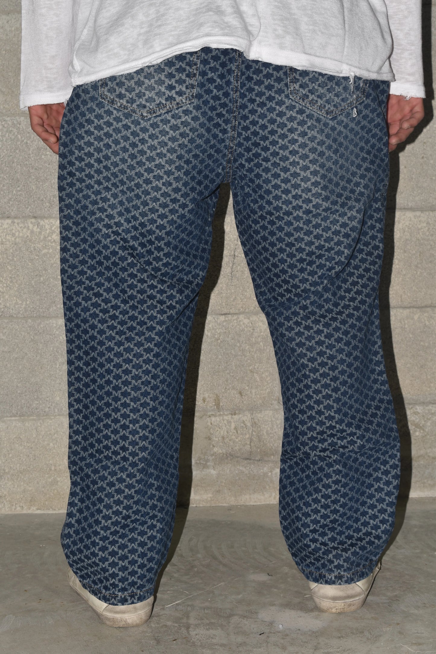 Jeans Flower Texture Rubber Dark Blue