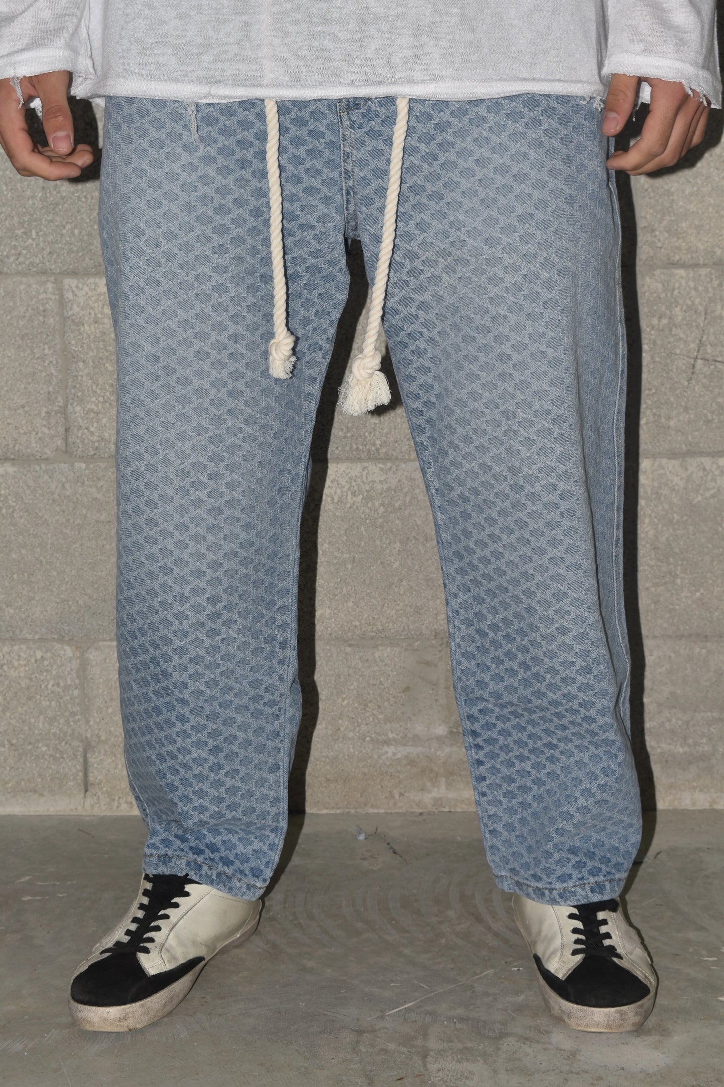 Jeans Flower Texture Rubber Blue