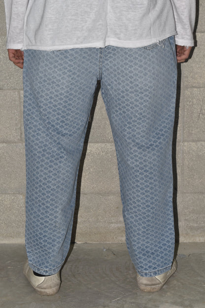 Jeans Flower Texture Rubber Blue