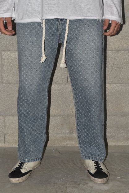 Jeans Lines Texture Rubber Blue