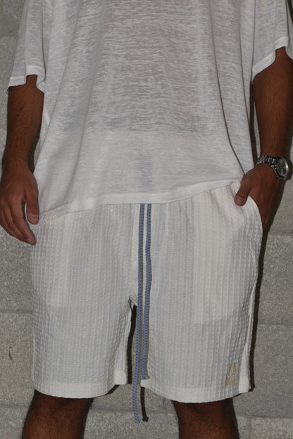 Short - Waffle Cream L blue