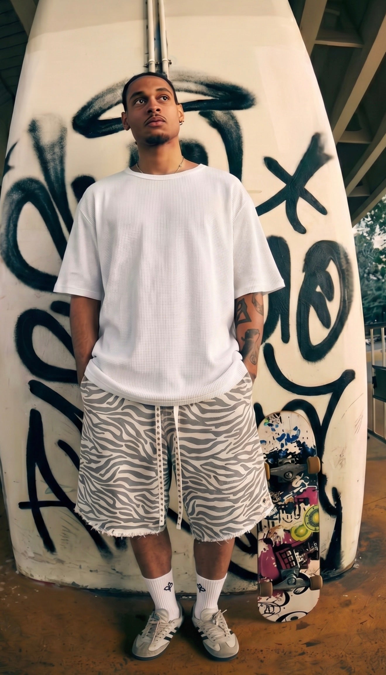 Short - jeans Zebra print