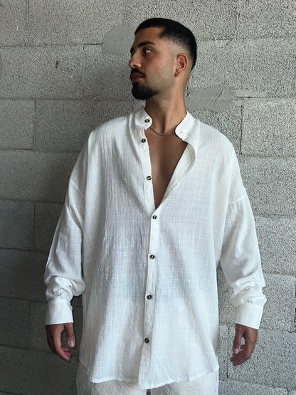 Shirt Band collar – Cream White cc