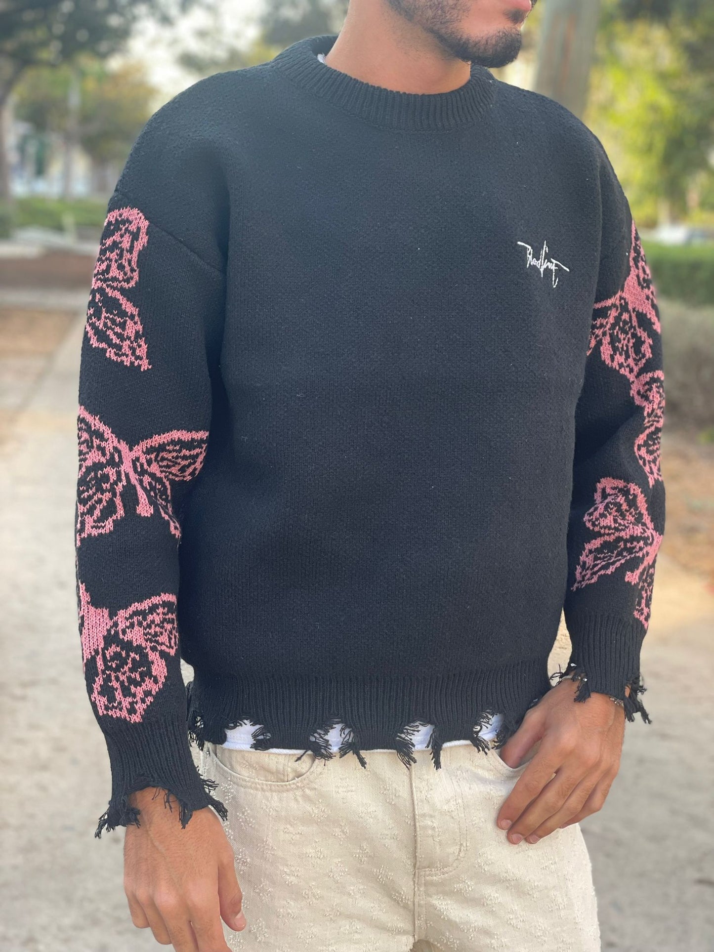 Sweatshirt -  Butterfly Frayed Knit