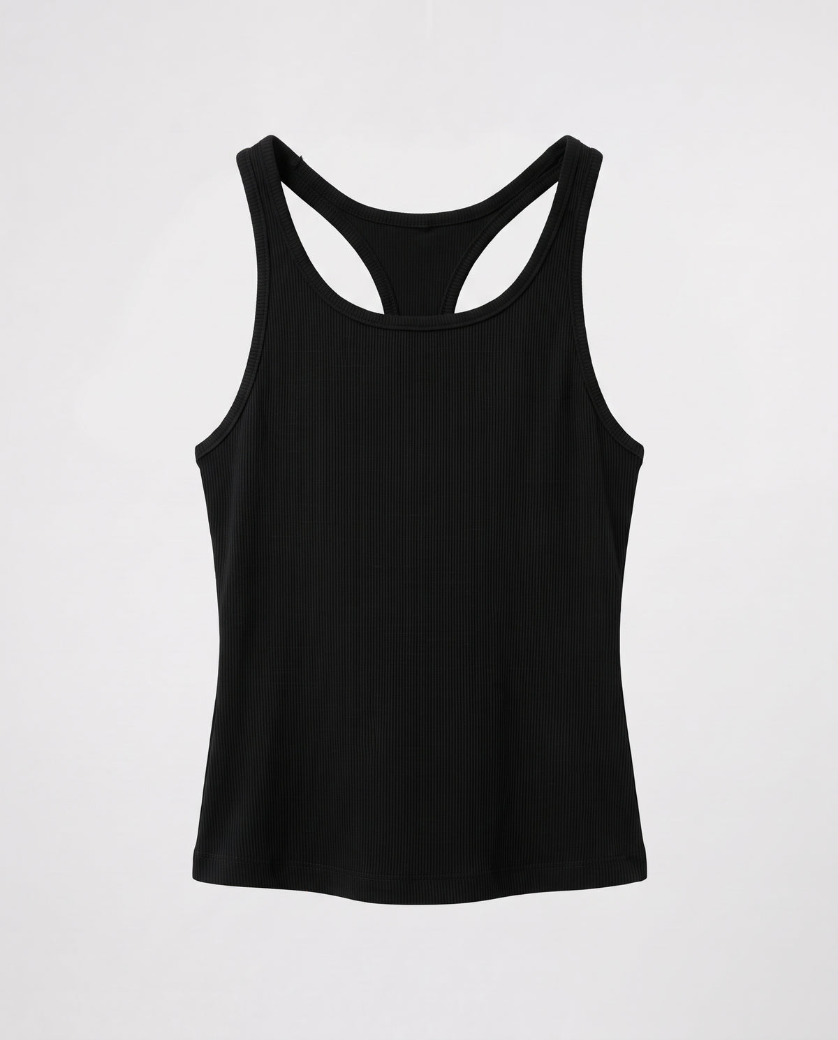 Rib Open Back Tank Top- Black