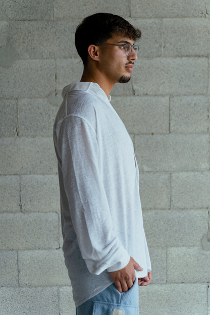 Shirt Band collar – White linen