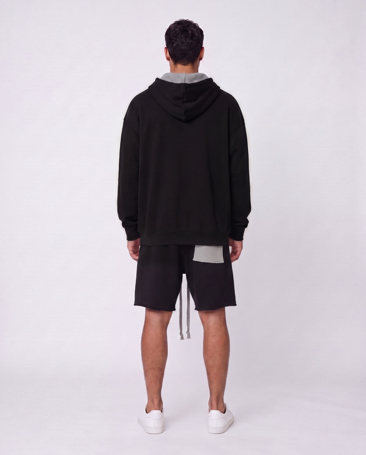 Set Hoodie- Frayed Pocket Black