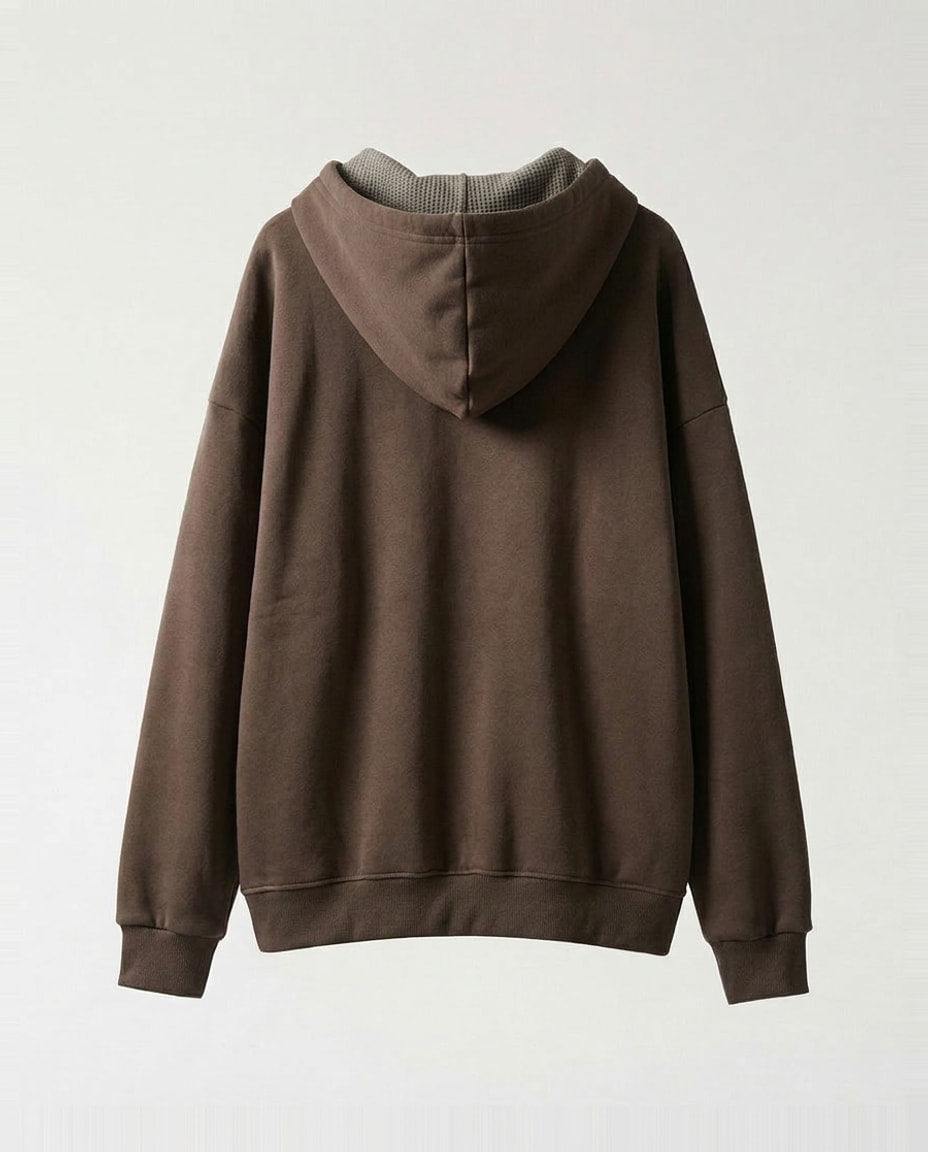 Set Hoodie- Frayed Pocket Brown