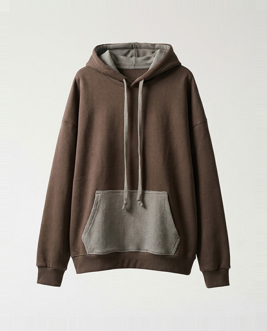 Set Hoodie- Frayed Pocket Brown