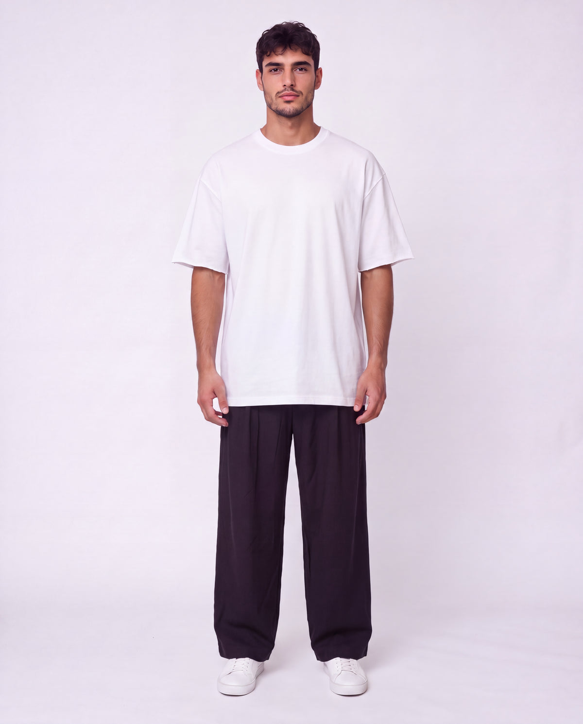 Pants- Linen balloon baggy Black