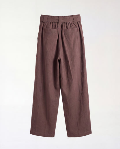 Pants- Linen balloon baggy Brown