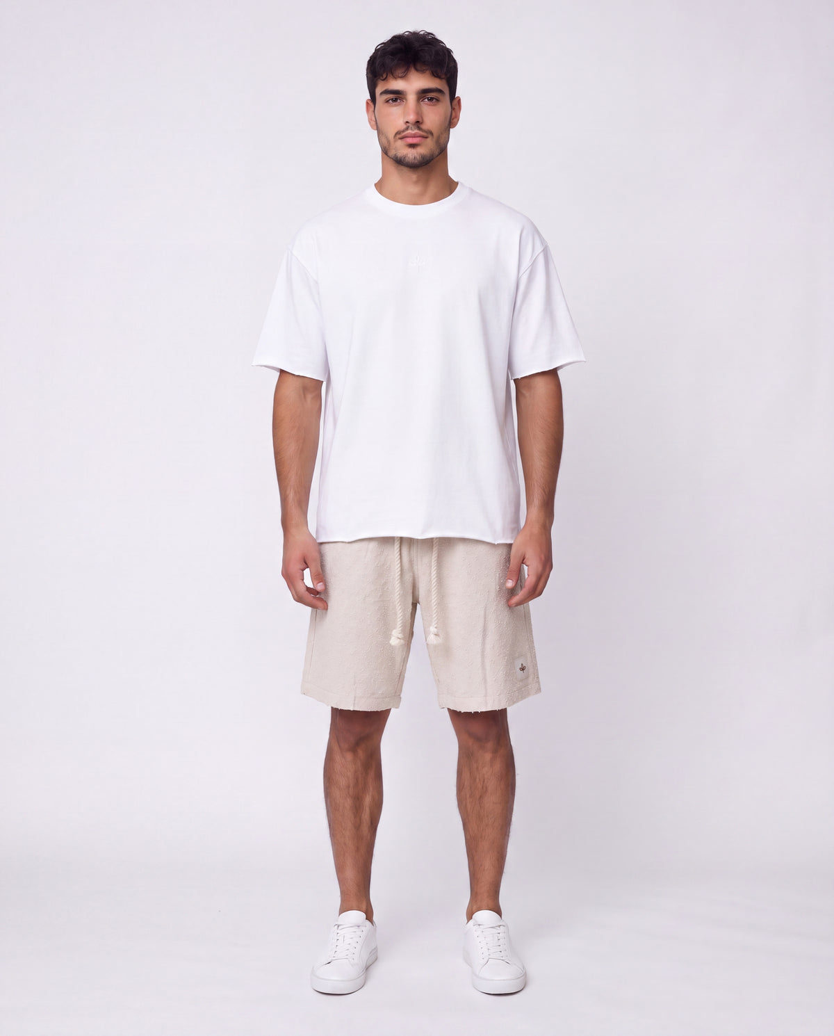 Short - Jeans Plusim Beige Flower