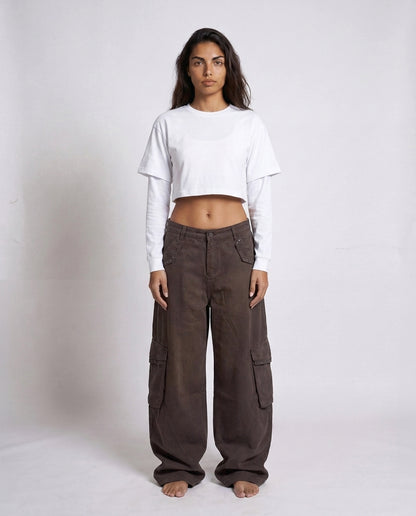 Pants- Cargo Studded  Brown