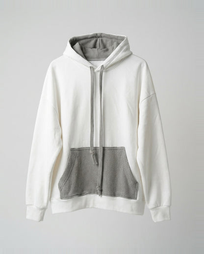 Set Hoodie- Frayed Pocket White