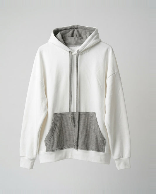 Set Hoodie- Frayed Pocket White