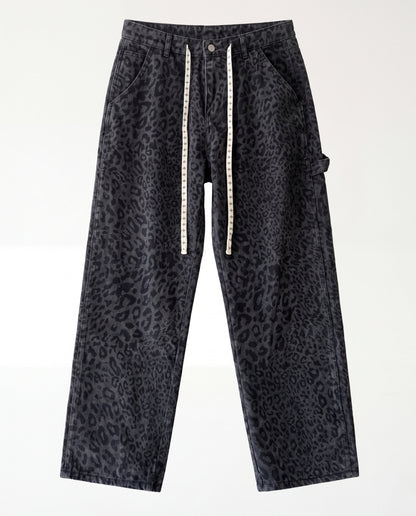 Jeans -  Baggy Leopard Black