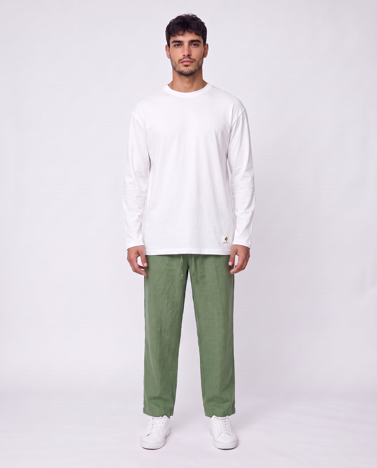 PANTS- Straight Plain Green