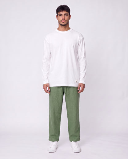 PANTS- Straight Plain Green