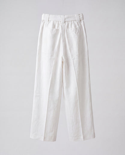 Pants- Linen balloon baggy White